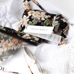 black and white floral handbag